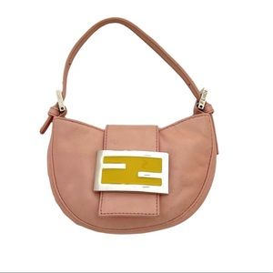 Pink and yellow leather Fendi Mini Croissant bag